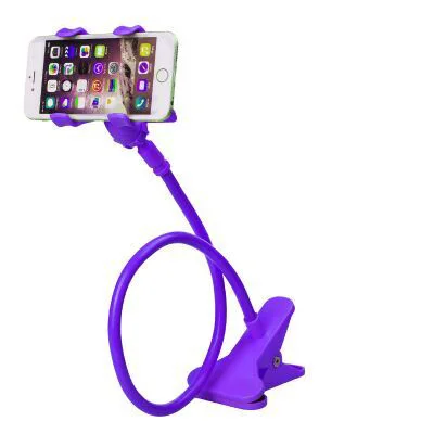 purple Длинный ленивый держатель для телефона, подставка для телефона, 360 градусов, гибкая кровать, стол, подставка для мобильного телефона, Настольный зажим, кронштейн, крепление для iPhone 8, 7, 6S - Цвет: purple