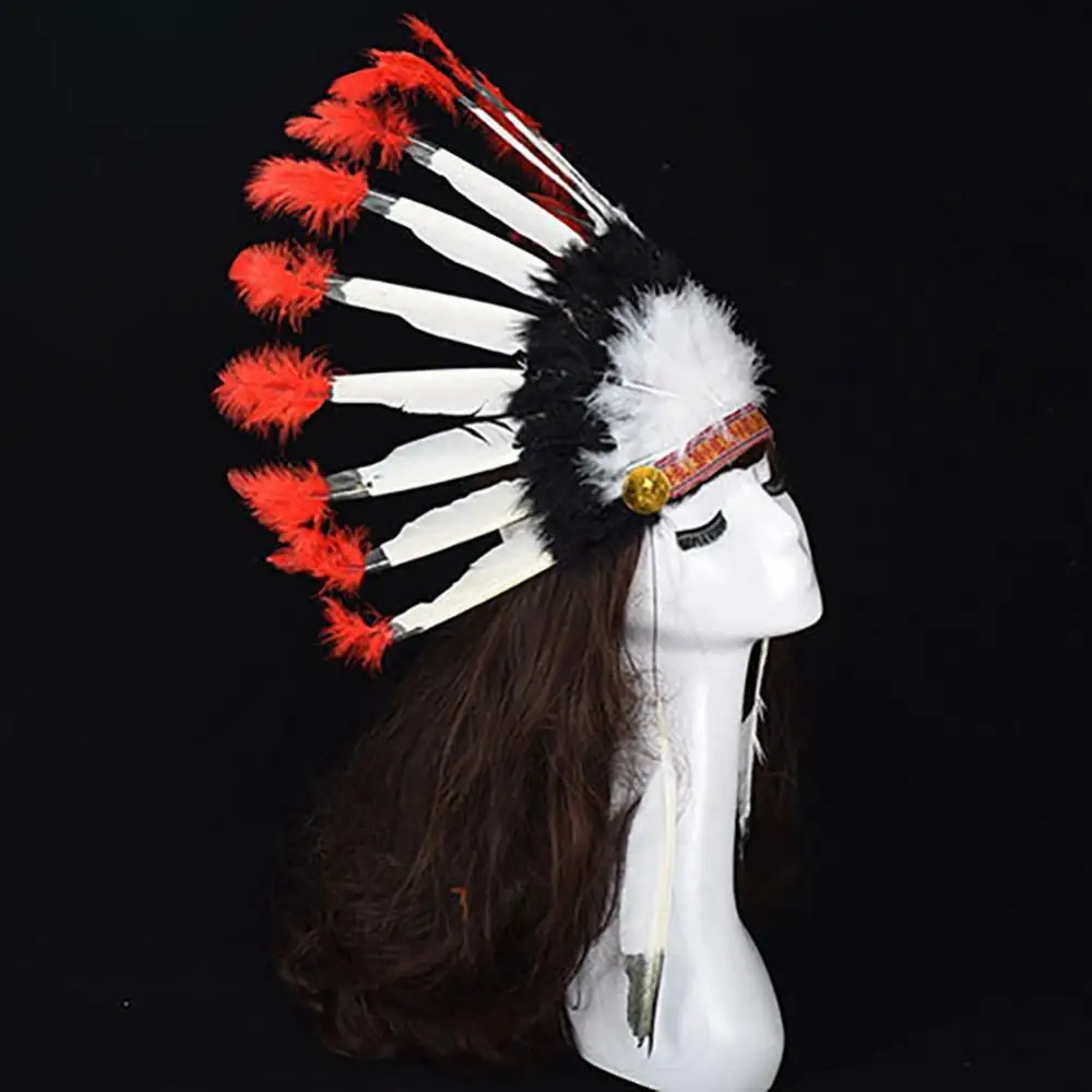 

1 Indian Chief Style Hat Feather Headdress Thanksgiving Day Headband Headwear Carnival Cosplay Props Headdress Hair Accessories