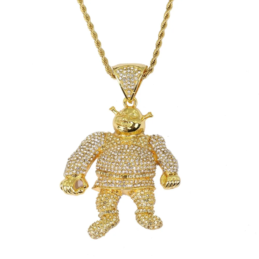 2 цвета Bling Iced Out большой размер мультфильм кулон с изображением из фильма хип хоп ожерелье ювелирные изделия 30 дюймов Франко цепи N638