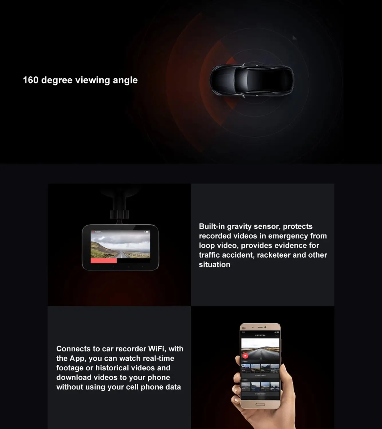 2019 Xiaomi Mi Dash Cam глобальная Версия 1080P 3 0 дюймов TFT экран Автомобильная магнитола 160