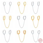 GS 925 стерлингового серебра с двойным отверстием цепочка кольцо с кисточкой, серьги для женщин, белый циркон жемчужные бусы круг серьги-обручи ювелирные изделия