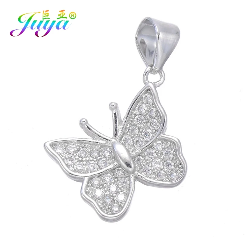 White Gold Juya микро проложить Циркон Краб Микки Звезда Бабочка слон кошелек украшения с перьями для женщин девочек Мода подвеска для изготовления ожерелья - Окраска металла: White Gold