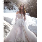 Thinyfull сексуальные пляжные свадебные платья а-силуэта с длинным рукавом без бретелек Модные богемные платья принцессы невесты Свадебные платья