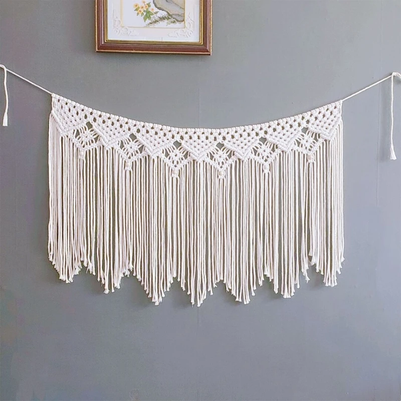 

Long Tassel Woven Tapestry Wall Hanging Boho Macrame Rope Bohemian Home Decorations Bedroom Hand Knotted Rope Home Bedroom Decor