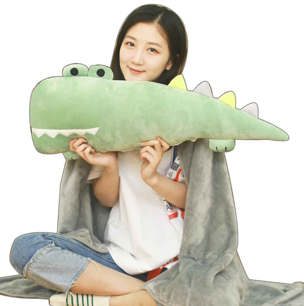 

1 pcs Cartoon down Cotton Crocodile Strip Pillow Cushion Doll Plush Toys Dual Purpose Software Crocodile Pillow Christmas gift