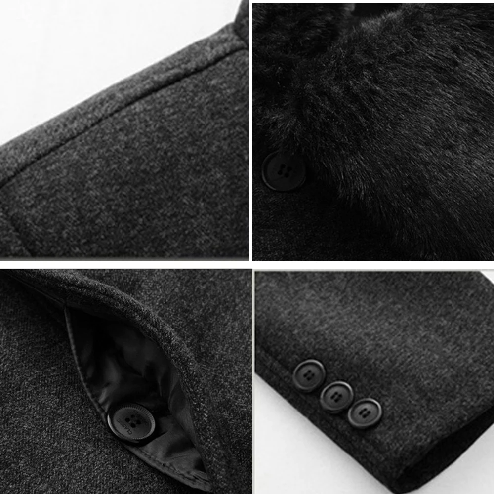 

winter High quality autumn parka self designed thicken Wool fur collar dismountable business man coat M-5Xl size