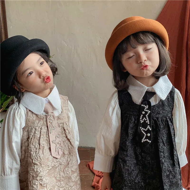 

Girls Suits Blouse +Skirt 2Pcs/Sets 2021 Lovely Thicken Winter Autumn Warm Kids Toddler Kids Cotton Sport Sets Formal Children C