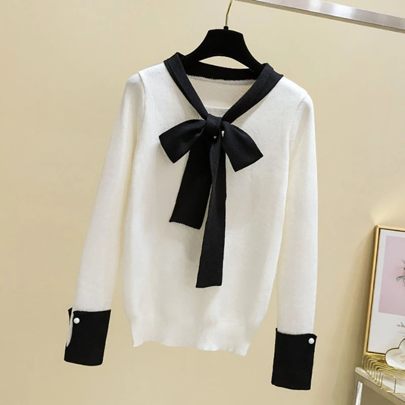 shintimes Long Sleeve Sweater Bow Knitted Winter Sueter Mujer Invierno 2019 Fall Pullovers Pull Femme Womens Clothing | Женская одежда