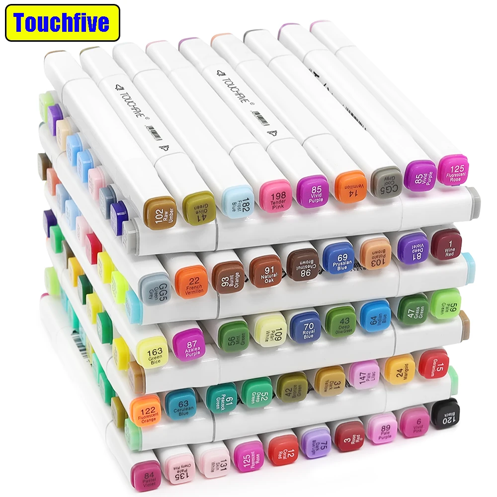 

Touchfive Markers Manga Drawing Markers Pen Alcohol Based Sketch Felt-Tip Oily Twin Brush Pen Art Supplies for School