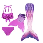 Купальный костюм для девочек с хвостом русалки на Хэллоуин, купальный костюм с плавниками, бикини, платье для девушек с раскладным моноластом для плавания