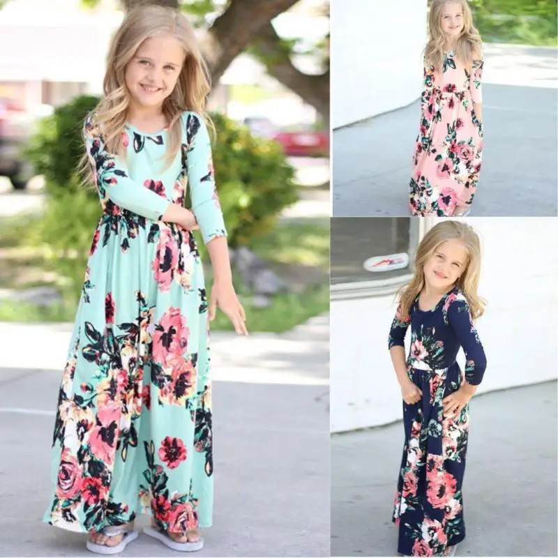 

Flower Mother Daughter Long Dress Family Matching Clothes Mommy and Me Dresses Clothes Mom Baby Girl & Woman Outfits Family Look