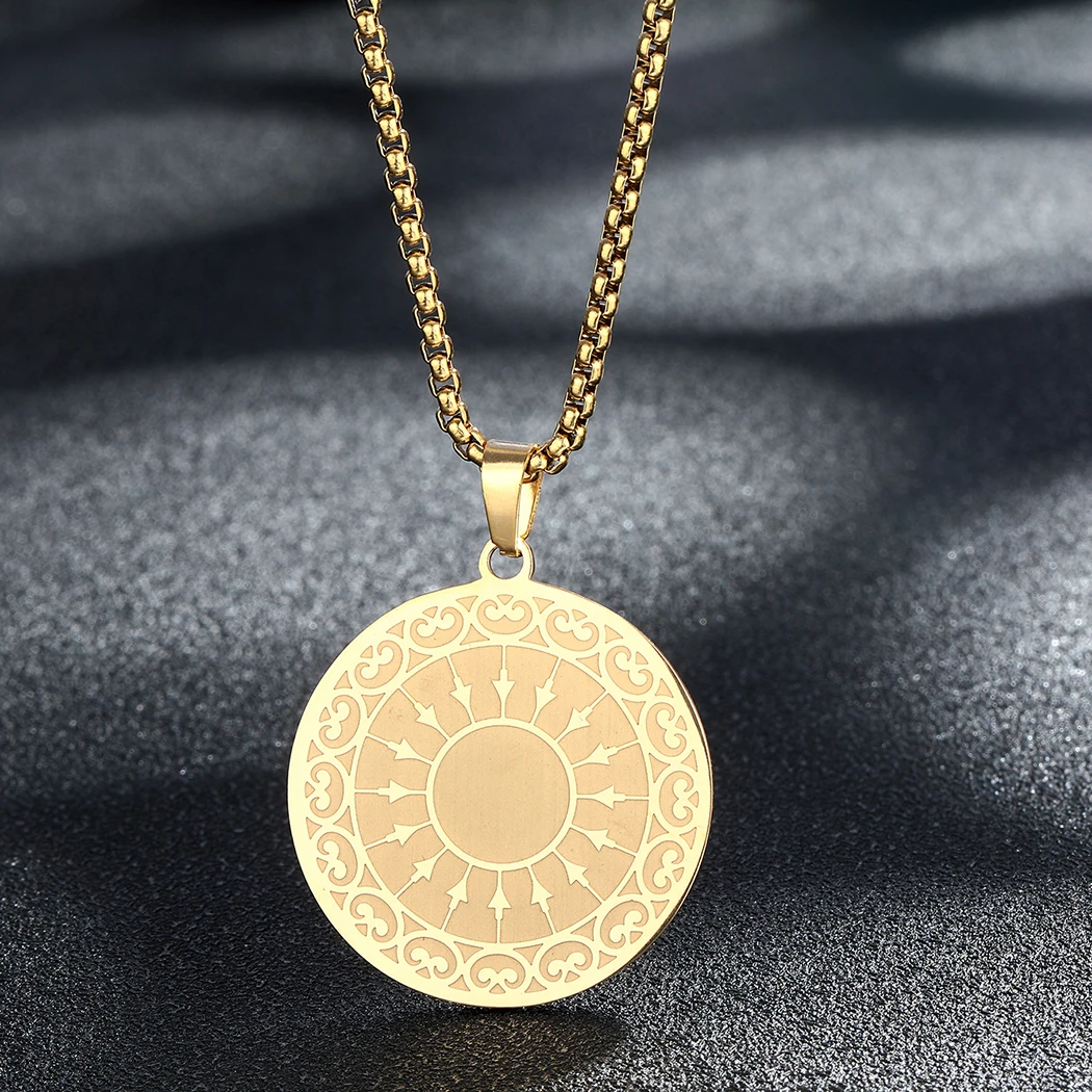 CHENGXUN Мандала Ожерелье Мужчины Женщины Нержавеющая Сталь Позолоченная Подвеска