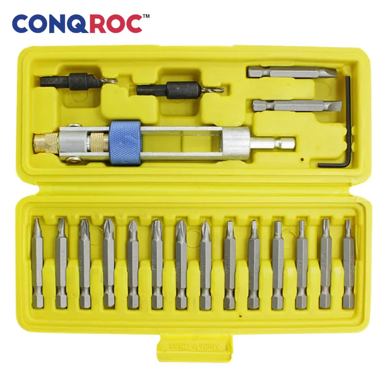 20 шт HSS Зенковка сверло с адаптером и PH0 PH1 PH2 PH3 Набор отверток инструментов чехол |
