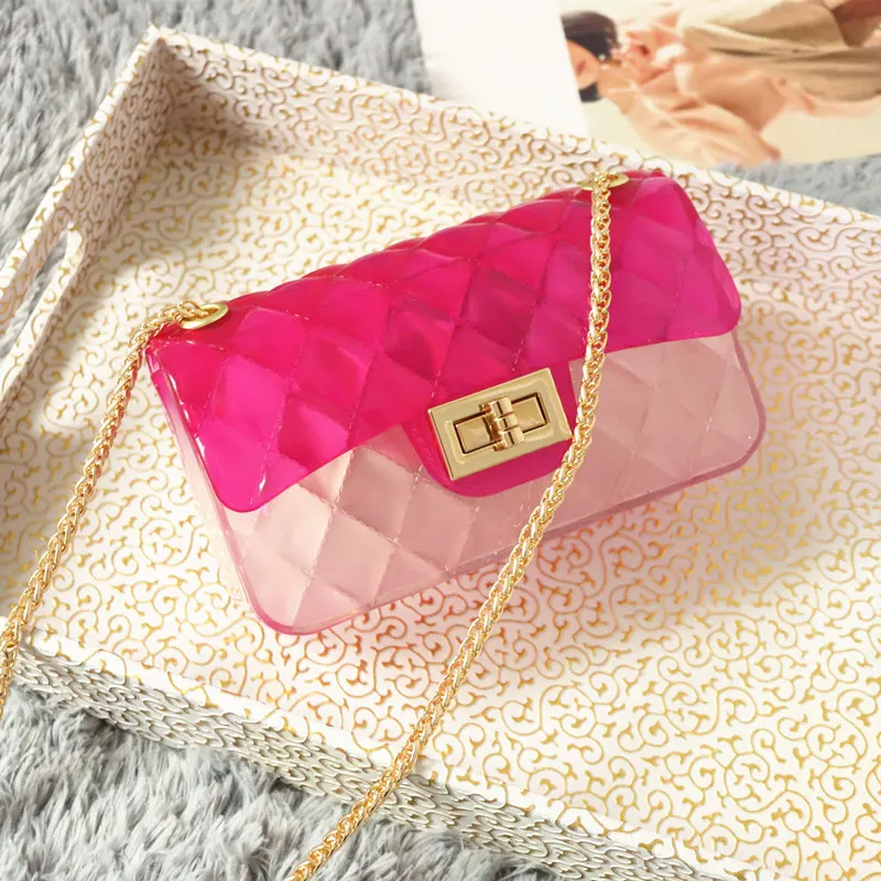 

Ins transparent Mini Bag female 2021 summer new jelly chain bag gradient messenger bag