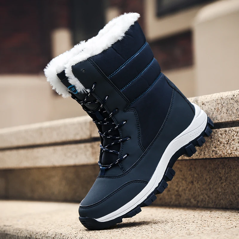 Brand Womens Winter Boots Plus Velvet Warm Snow Boots Outdoor Comfortable Waterproof Hiking Boots Resistance Female Cotton Shoes