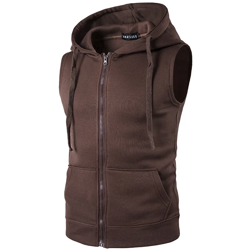 

Brand New Solid Vest Men Fashion SleevelessHoodies Cardigans lacket Autumn Causal ZipperPockets Vest Waistcoat Clothes