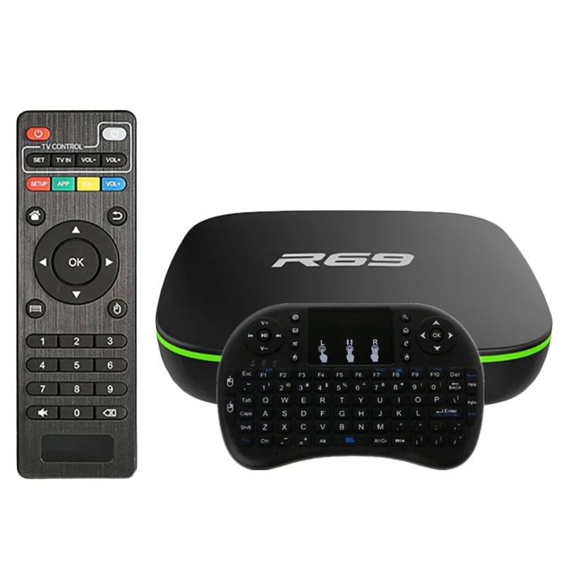1gb8gb with keyboard R69 Smart Android 7,1 ТВ приставка 2 Гб 16 Гб Allwinner H3 четырехъядерный WiFi 2,4 ГГц 1G8G телеприставка 1080P HD Поддержка 3D фильмов медиаплеер - Цвет: 1gb8gb with keyboard