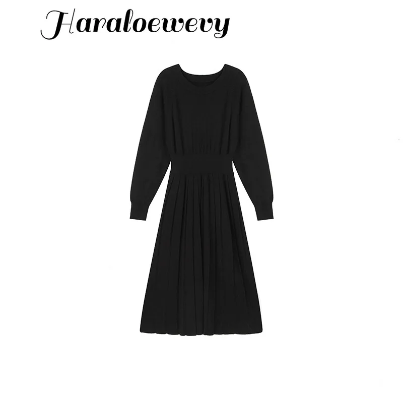 Корейское платье-свитер весенние женские новые вязаные свободные винтажные