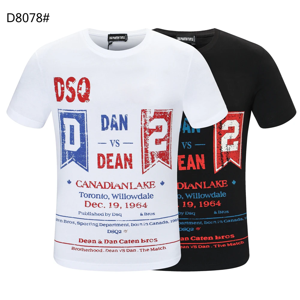 

DSQ PHANTOM TURTLE Men's Short Sleeve Logo Series Graphic T-Shirt Men Fashion Print Cotton Tees Breathable Quality Tops D8078