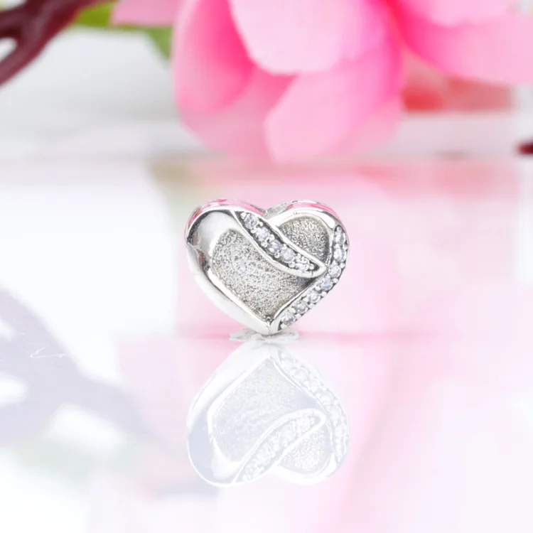 

S925 sterling silver heart-shaped beads Fit Original Bracelet Necklace DIY Jewelry