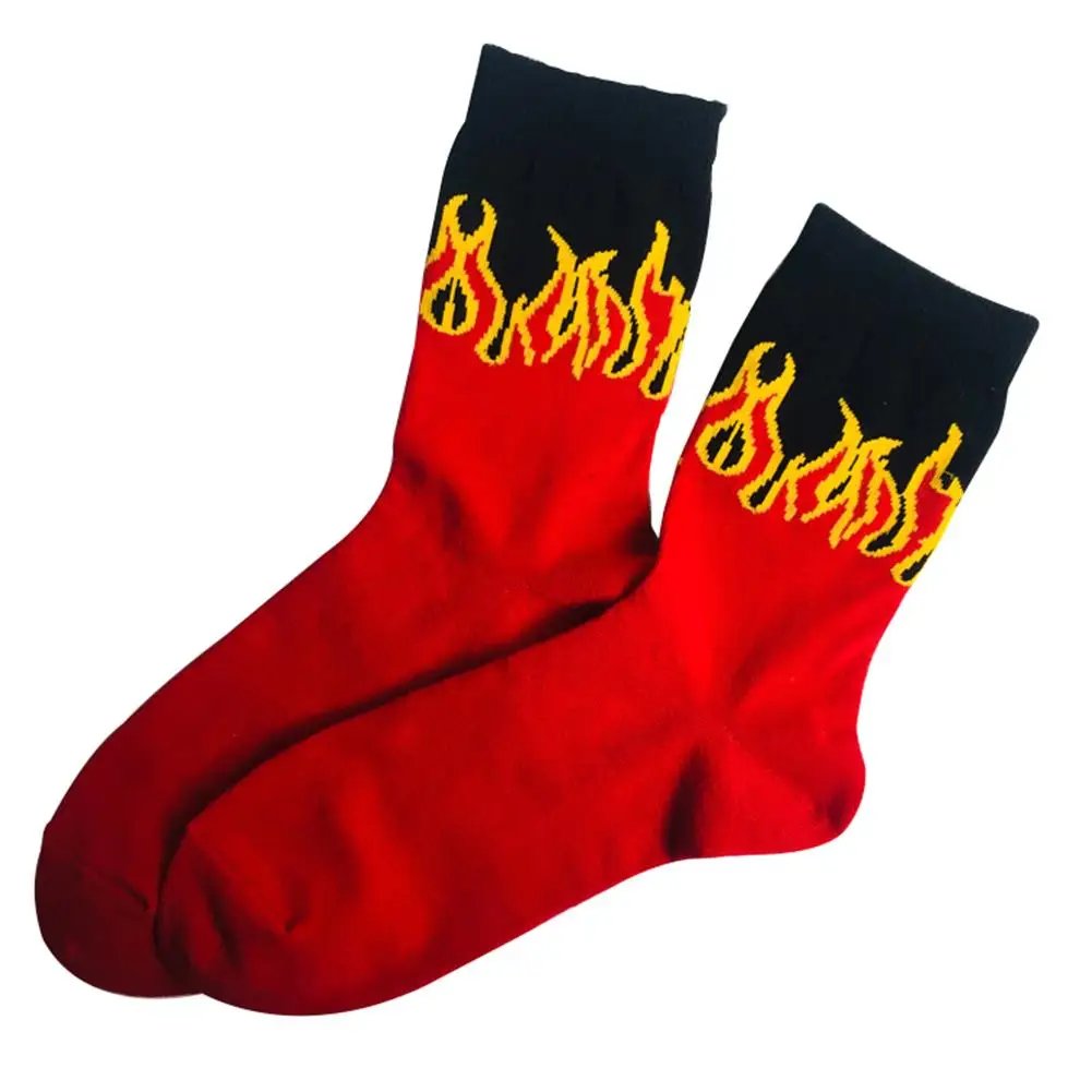 Носки без пятки в стиле Харадзюку носки с пламенем корейские хлопковые хип