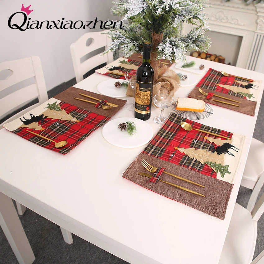 

Qianxiaozhen Скатерть Коврик для стола рождественские украшения, рождественские настольные украшения для дома