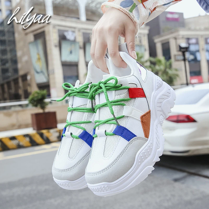 HILYAA/Новинка женские кроссовки на плоской платформе дышащая женская повседневная