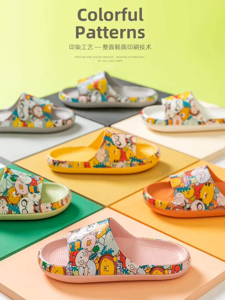 

Cartoon Graffiti EVA Thick Bottom Slippers Man Women's Summer Indoor Home Slipper Lovers Bathroom Antiskid Bath Lovely Summer