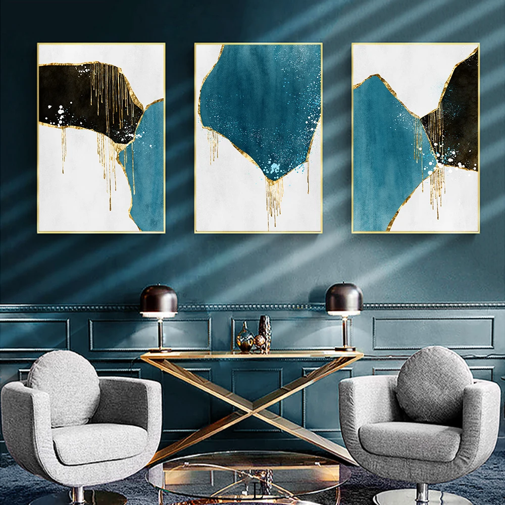 Аахх абстрактный зеленый золочение Art плакат Скандинавская Картина на холсте