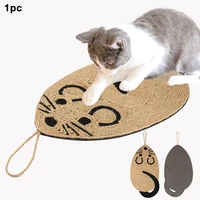 funny playing anti scratch sisal pad lounge wall hanging cat scratching mat interaction toy mouse shaped grind claw training