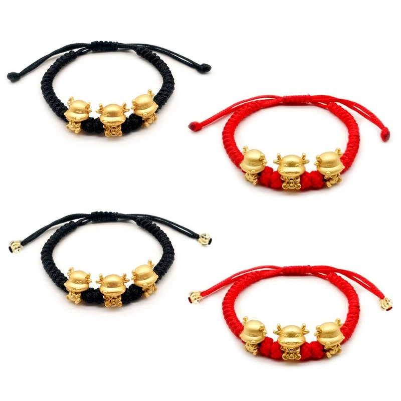 

Unisex Cute Lucky Cow Adjustable Braided Bracelet Weaven Knots Rope Chain Bangle 6XDA