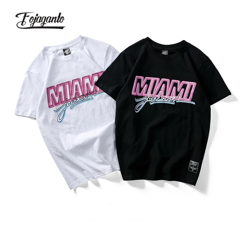 

Футболка FOJAGANTO мужская с коротким рукавом, тенниска из чистого хлопка с надписью для пар, модная Свободная майка в стиле хип-хоп, лето