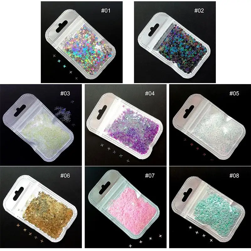 1 сумка голографические блёстки для ногтей неправильная Звезда Любовь круглый