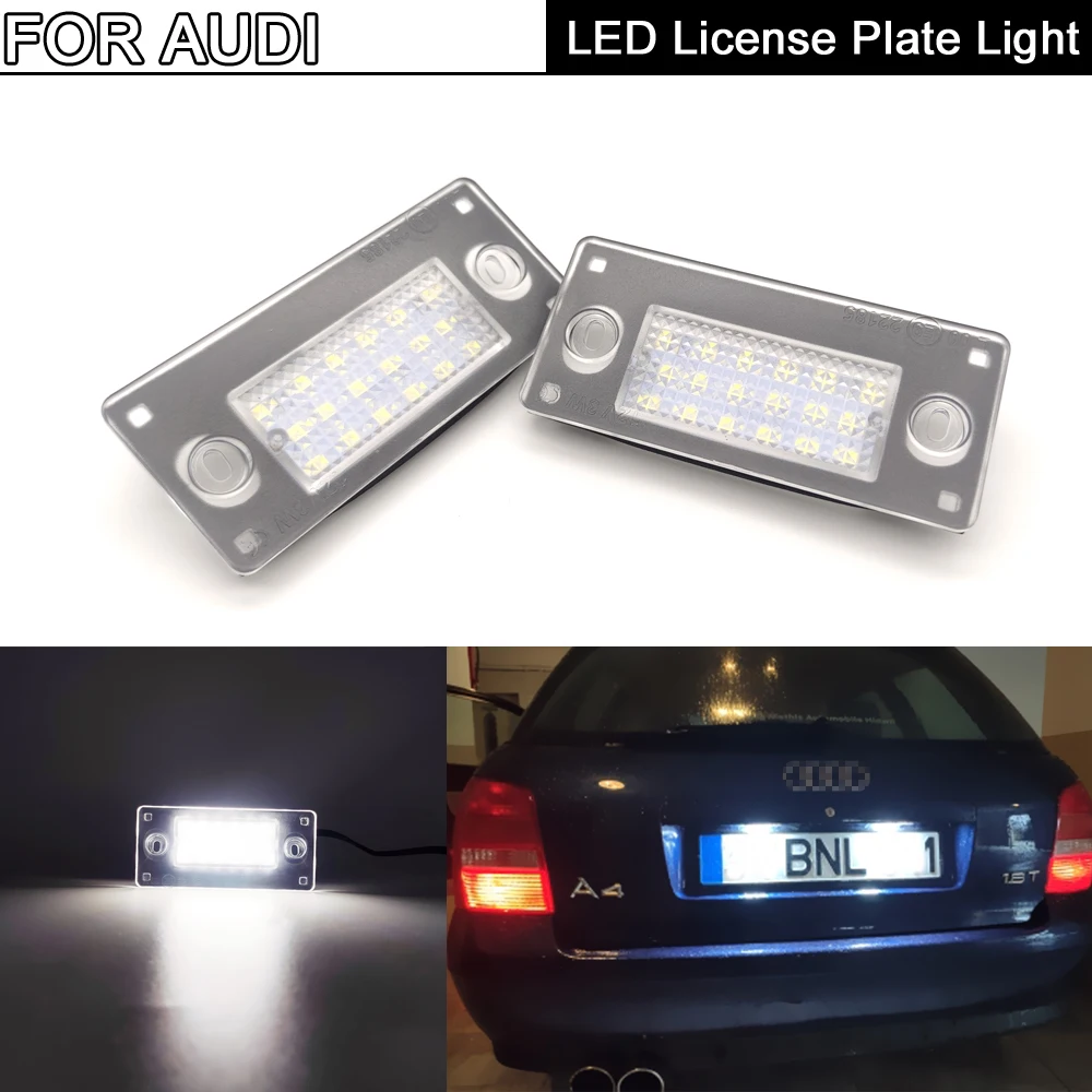 

2Pcs For Audi A4/S4 avant 1999-2001 RS4 B5/A3 2001-2003 Car Rear White LED License Plate Light Number Plate Lamp