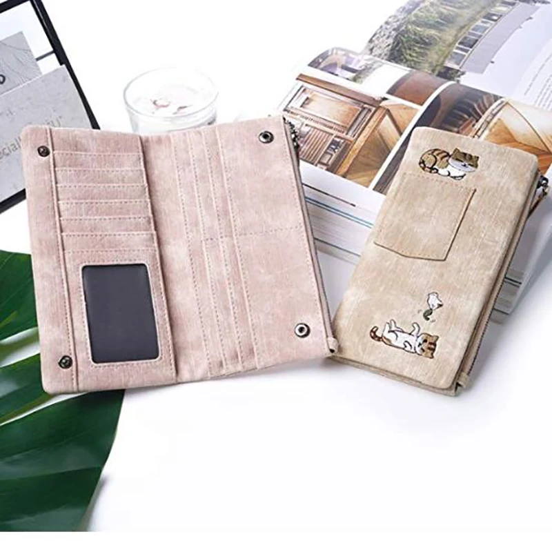 

Cat Wallet PU Purse Embroidery Large Capacity Buckle Bag Card Holder Wallet
