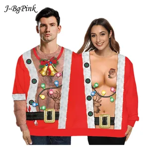 Рождественский свитер, праздничный парный двойной свитер с 3D Цифровым принтом, свободная забавная осенне-зимняя одежда для влюбленных