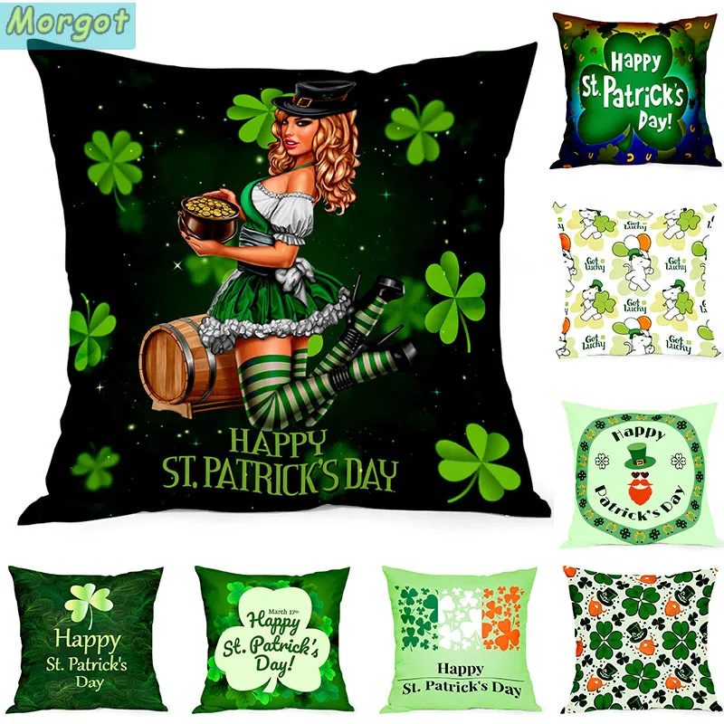 

Наволочка на подушку на День Св. Патрика, декоративный Чехол на подушку, супер мягкий плюшевый Чехол на подушку для дивана, домашний Автомоб...