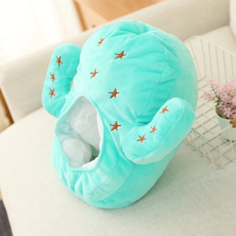 

Cute Cactus Shape Plush Hat Pillow Funny Star Embroidery 3D Stuffed Sleeping Toy Headgear Warm Cap Cosplay Costume Party Photo P