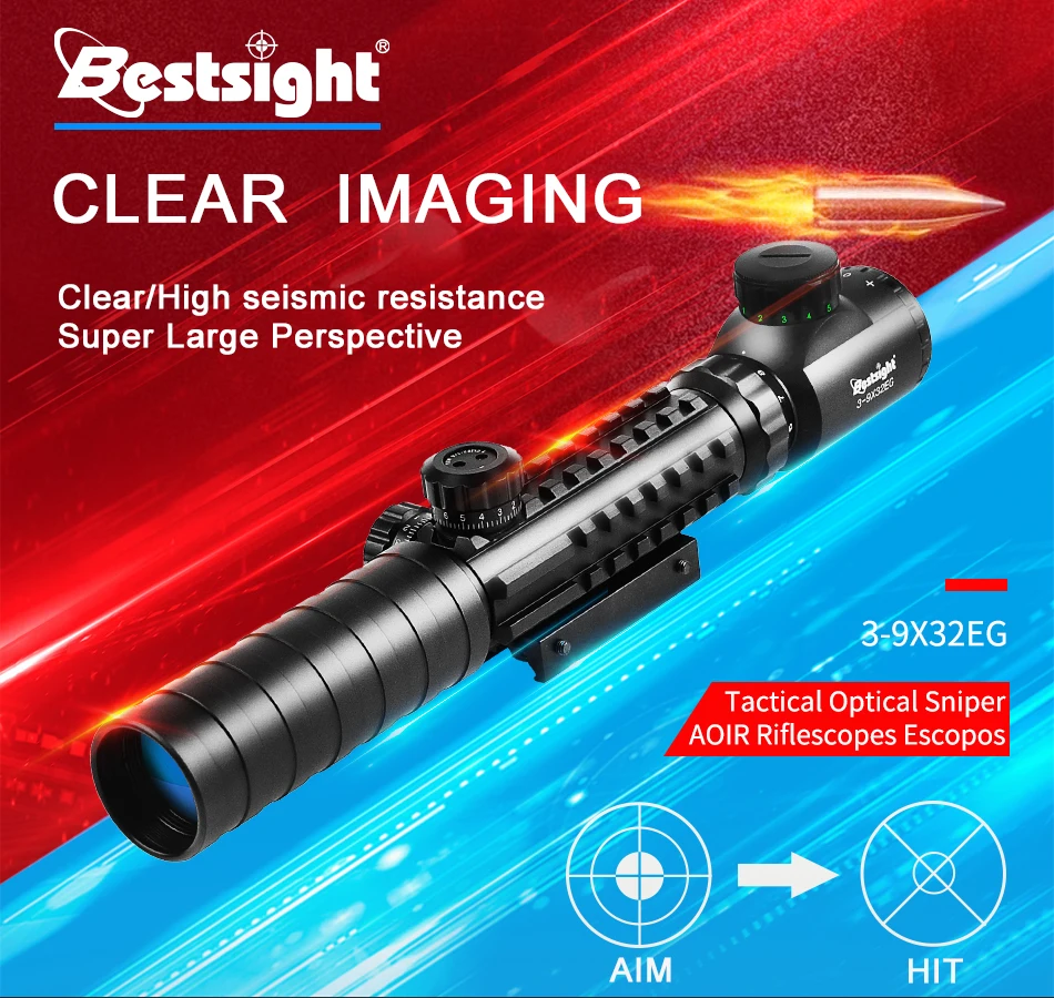 3-9x32EG тактический прицел красный и зеленый точка с подсветкой сетка оптический прицел страйкбол охотничьи прицелы с бесплатной крышкой объектива
