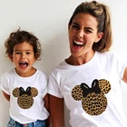 Семейная футболка с Минни Маус, мультяшный узор, диснеевские футболки, женские Kawaii Harajuku, открытый Прямая поставка, женский топ, семейный образ
