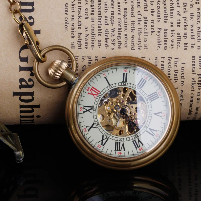 New Steampunk Cool Design Gentleman Mechanical Pocket Clock Unique Manual Top String Women Men's Pendant Fob Chain