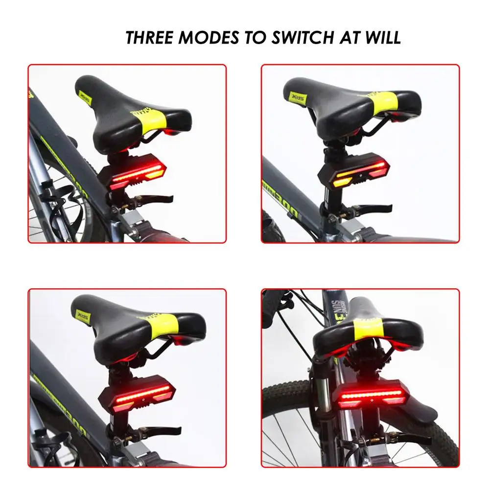 

Rechargeable Rear Bicycle Light Brake Bike Tail Lamp Wireless Remote Control Cycling Taillight Warning Saddle Bike Rear Light