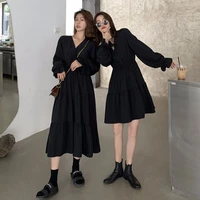autumn korean style 2020 new style black long sleeved dress womens clothing woman dress vestido de mujer femme robe