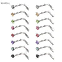 guemcal 2pcs fashion all match multicolor four claw zircon nose nail piercing jewelry