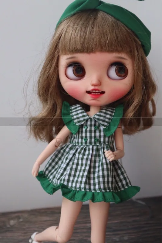 Новинка 1/6 кукла плед платье Blyth одежда(Fit blyth, Licca, Momoko, BJD, Azone, Pullip, ICY, кукла 1/6