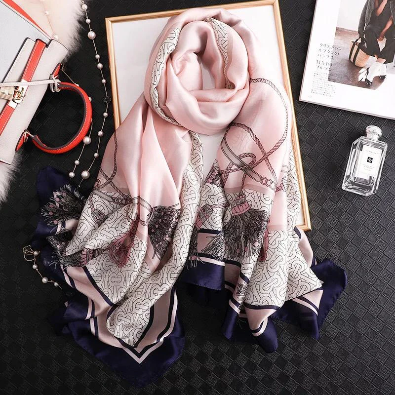 

Yulaili Artificial Silk Scarf Female Print Retro Style Smooth Women 2020 Spring Summer Shawls and Wraps Scarves For Lady