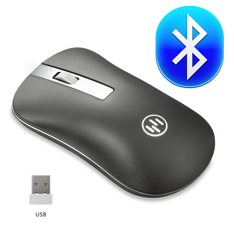 Беспроводная перезаряжаемая мышь с Bluetooth, эргономичная компьютерная мышь, бесшумная мини-мышь Mause, 2,4 ГГц, USB оптическая мышь для ноутбука - Цвет: Bluetooth Black