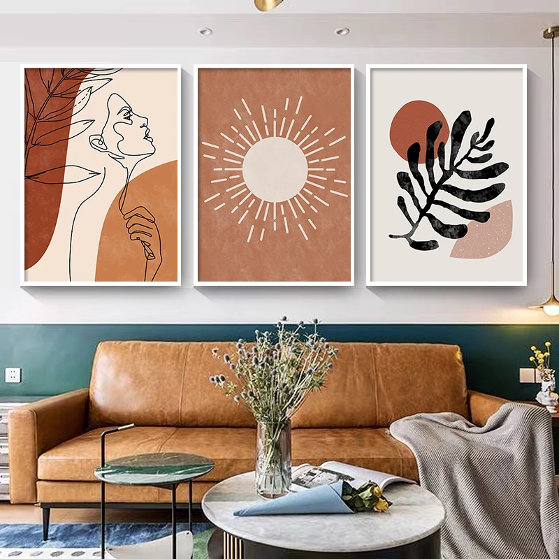 

Nordic Abstract Sun Moon Boho Line Drawing Canvas Painting Posters and Prints Wall Art Paintings Nursery for Baby Bedroom Decor