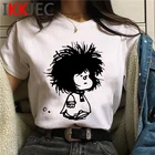 Футболка Mafalda Женская Повседневная, милая уличная одежда в стиле Харадзюку, с графическим принтом, на лето