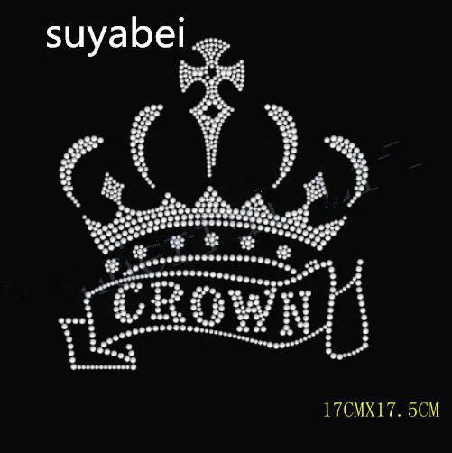 

2pc/lot Crown strass iron on appliques design stone hot fix rhinestone motif iron on crystal transfer patches for shirt